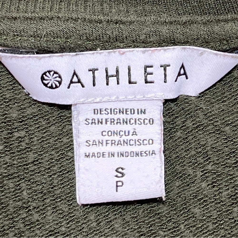 Athleta Sunrise V-Neck Sweatshirt Womens Small Green Pullover Thumbholes Soft - Picture 4 of 13